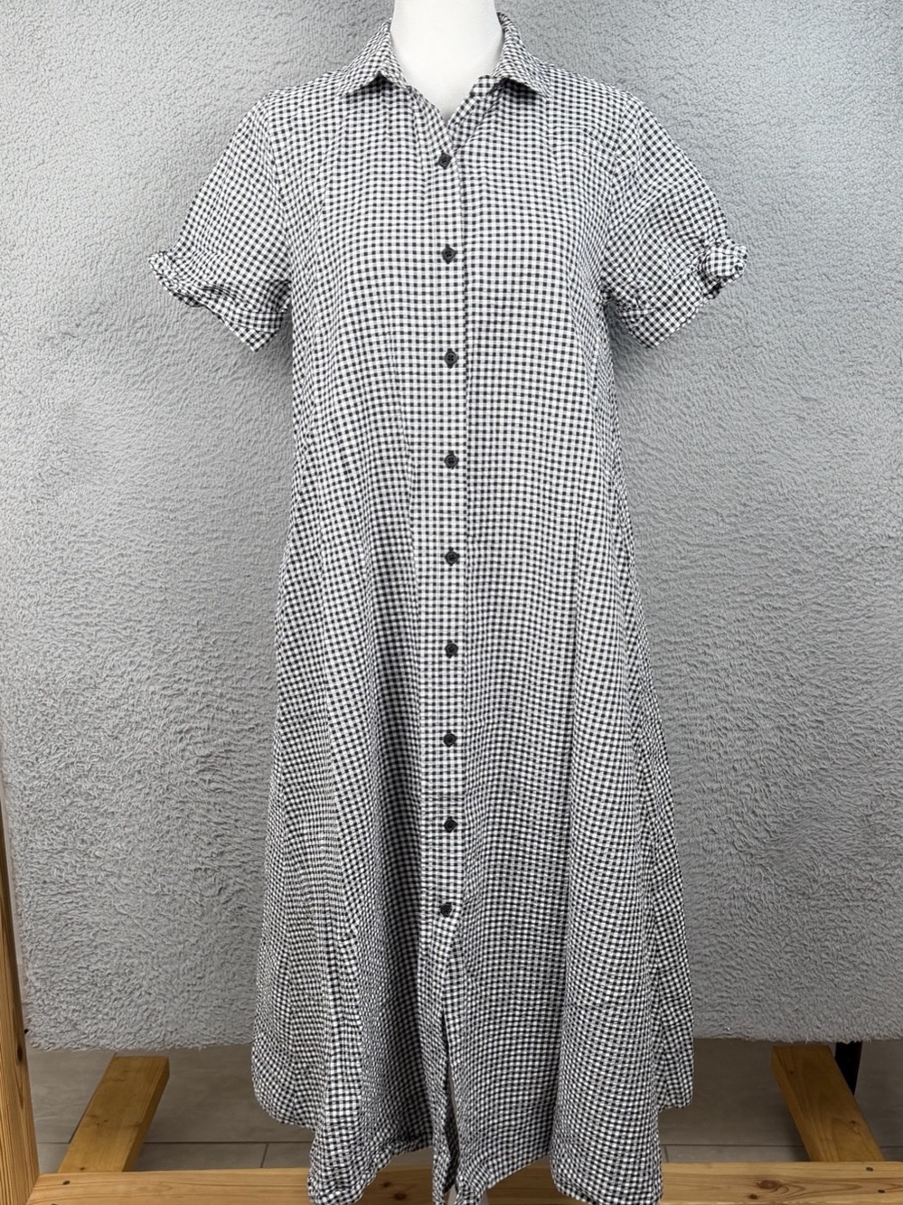 Lisa Marie Fernandez x Target Dress Womens XS White Black Gingham Plaid Button